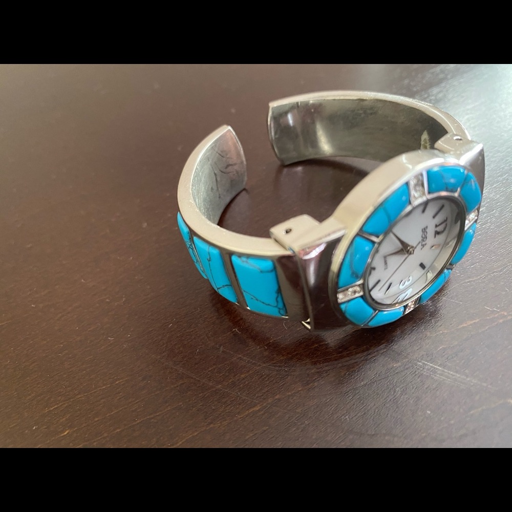 Turquoise Inlay Cuff Watch - Picture 2 of 2